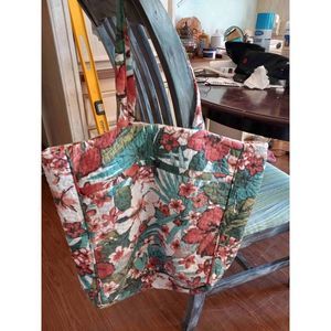 Large Quilted floral open tote bag